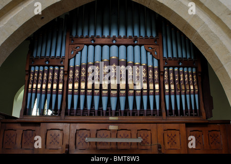 The organ in St. Michael`s Church, Whichford, Warwickshire, England, UK Stock Photo